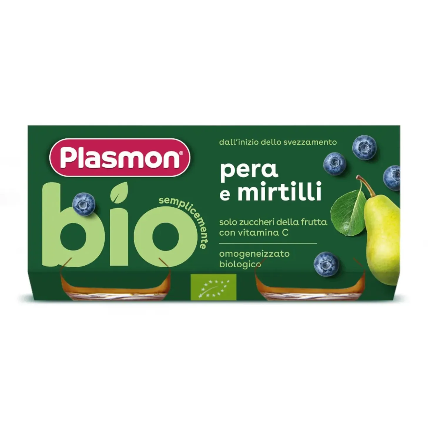 BIO Omogeneizzato Frutta Pera Mirtilli: Confezione 2x80 gr