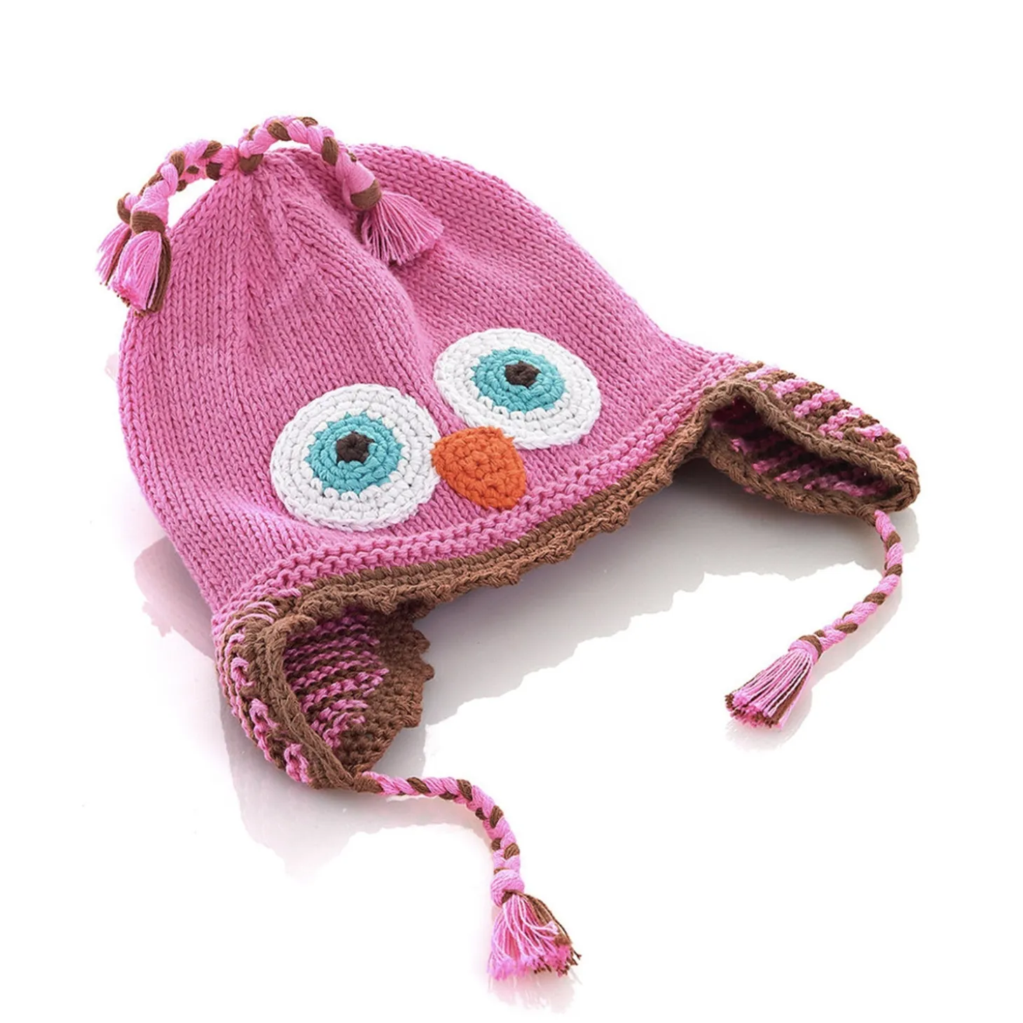 Cappellino Paraorecchie Gufetto Rosa Fair Trade