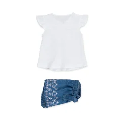 Completo Maglietta e Shorts in Denim Baby Bambina