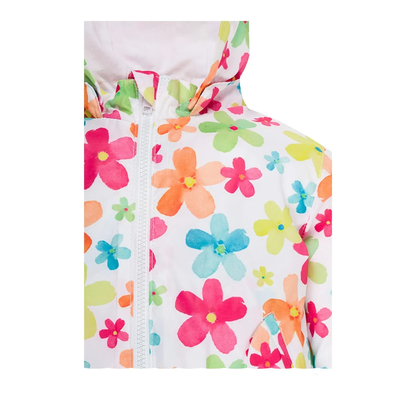 Giubbotto con Cappuccio a Fiori Baby Bambina