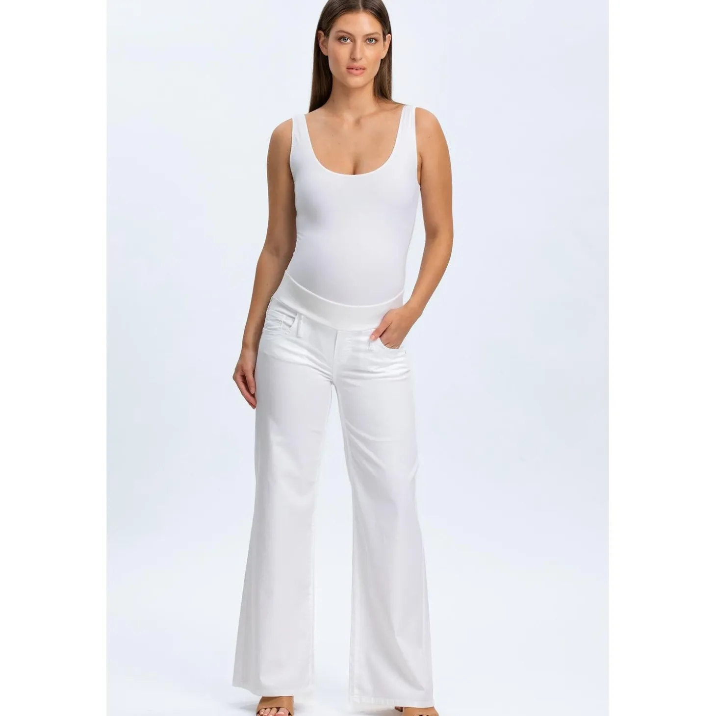 Jeans Premaman Bianchi a Gamba Larga