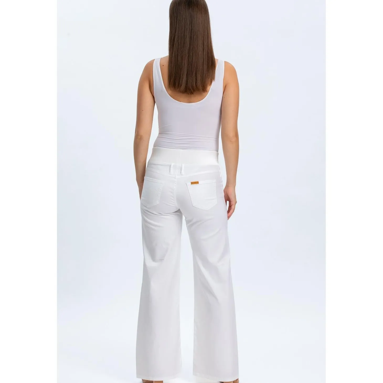Jeans Premaman Bianchi a Gamba Larga