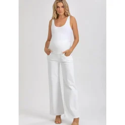Jeans Premaman Bianchi a Gamba Larga