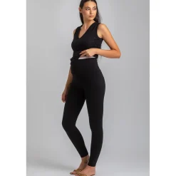 Leggings Premaman Neri in Morbido Jersey di Bambù