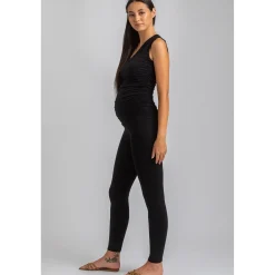Leggings Premaman Neri in Morbido Jersey di Bambù