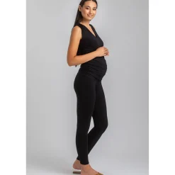 Leggings Premaman Neri in Morbido Jersey di Bambù