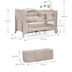 Lettino da viaggio Joy2 3in1 con accessori