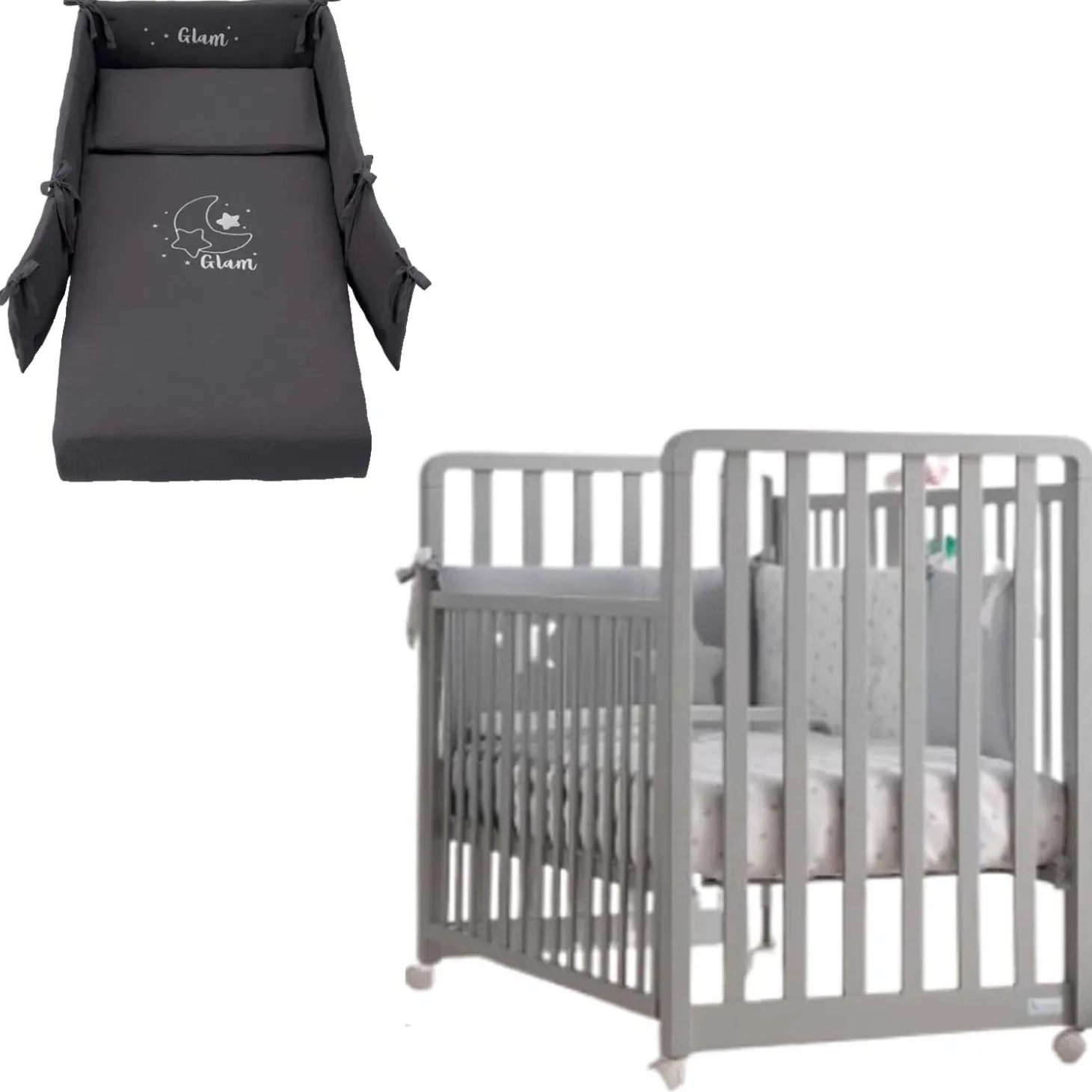 Lettino Glam 9 In 1 + Materasso + Completo Piumone Glammy