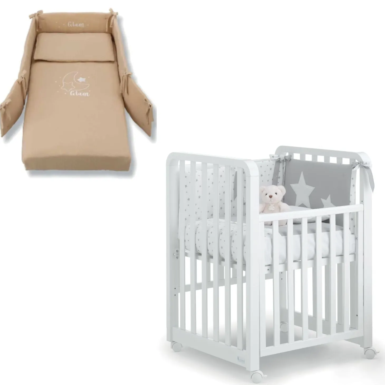 Lettino Glam 9 In 1 + Materasso + Completo Piumone Glammy