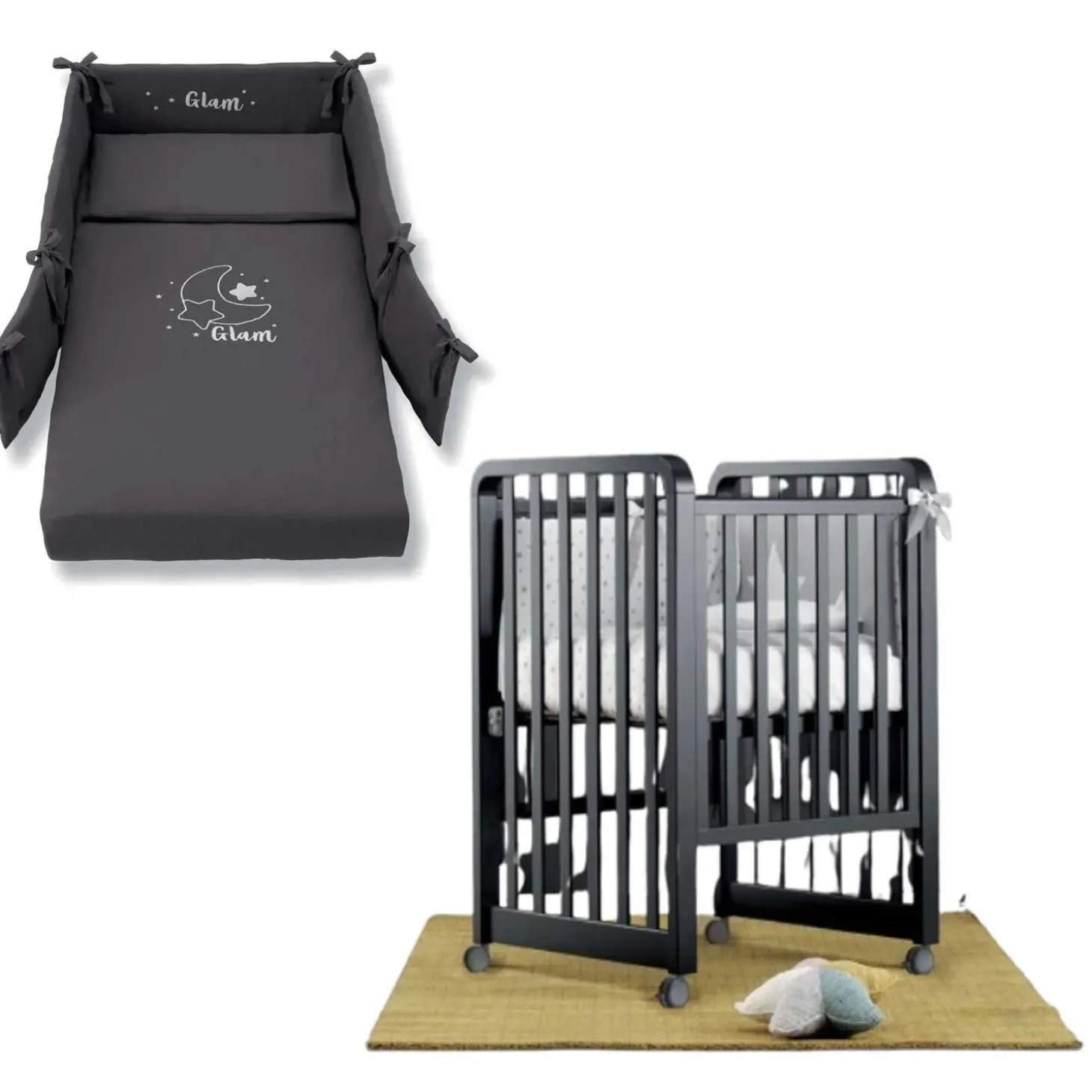 Lettino Glam 9 In 1 + Materasso + Completo Piumone Glammy