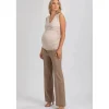 Maglia Premaman Beige Smanicata in Morbido Bambù