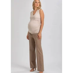 Maglia Premaman Beige Smanicata in Morbido Bambù