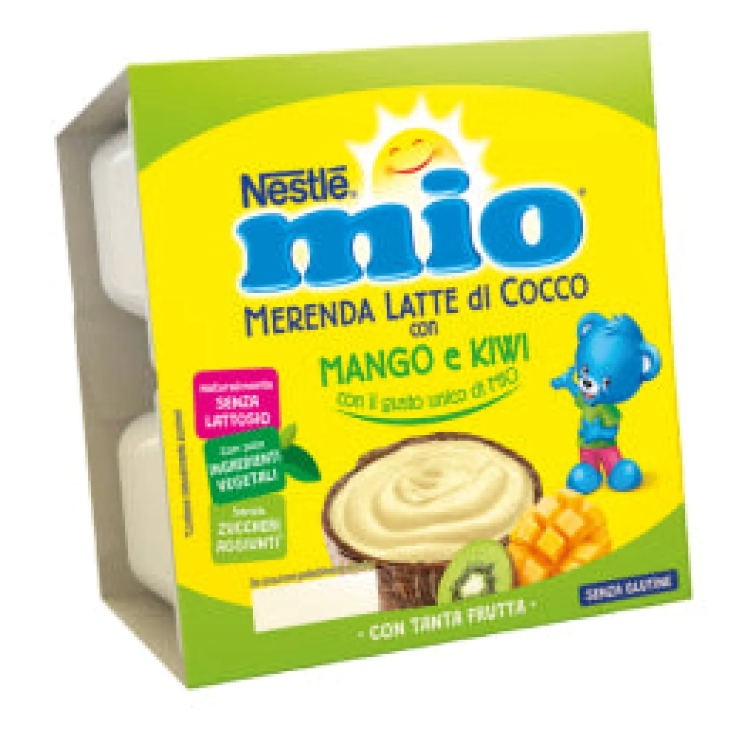Merenda Latte Di Cocco Con Mango E Kiwi: Confezione 4 X 90 gr