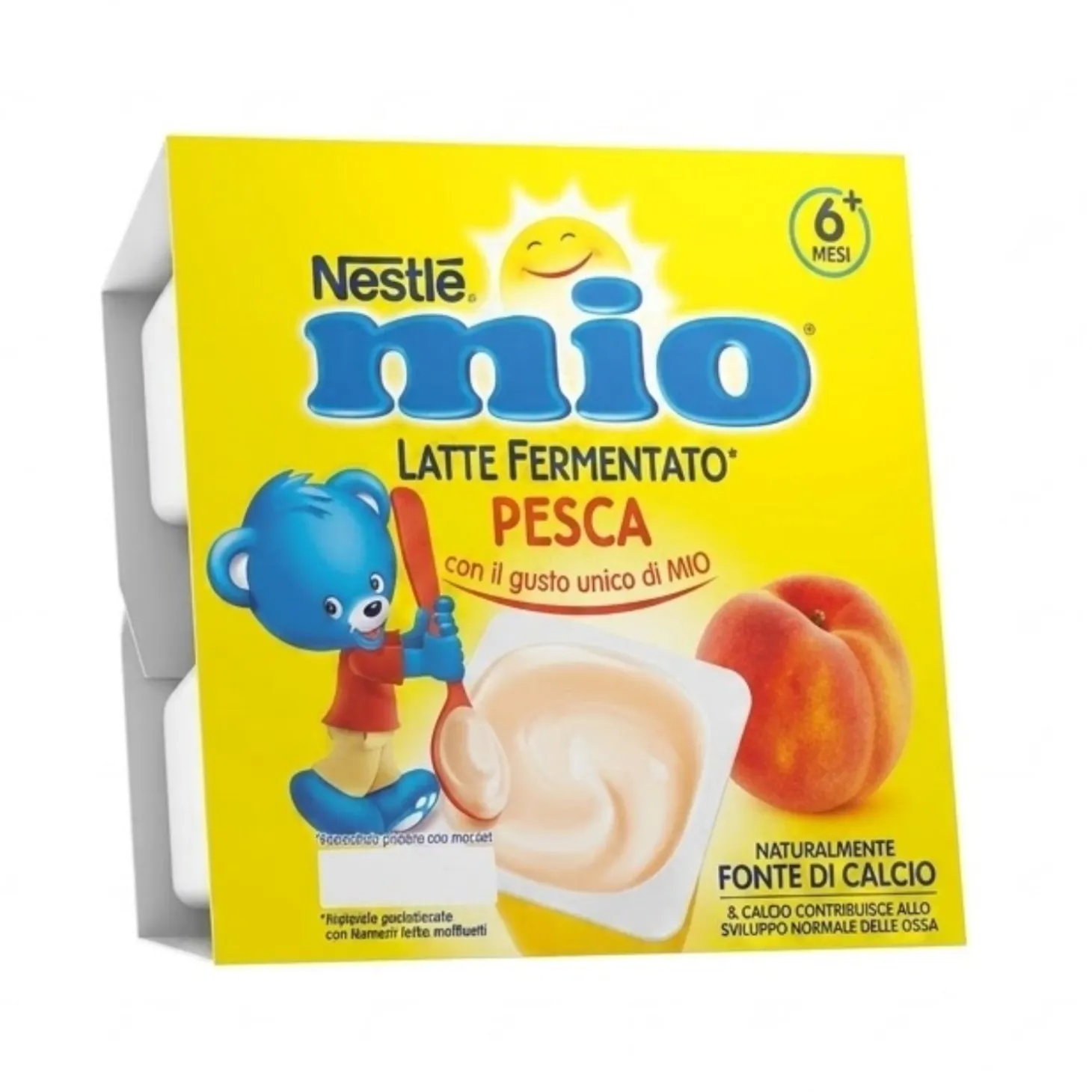 Merenda Latte Fermentato Pesca: Confezione 4x100 gr