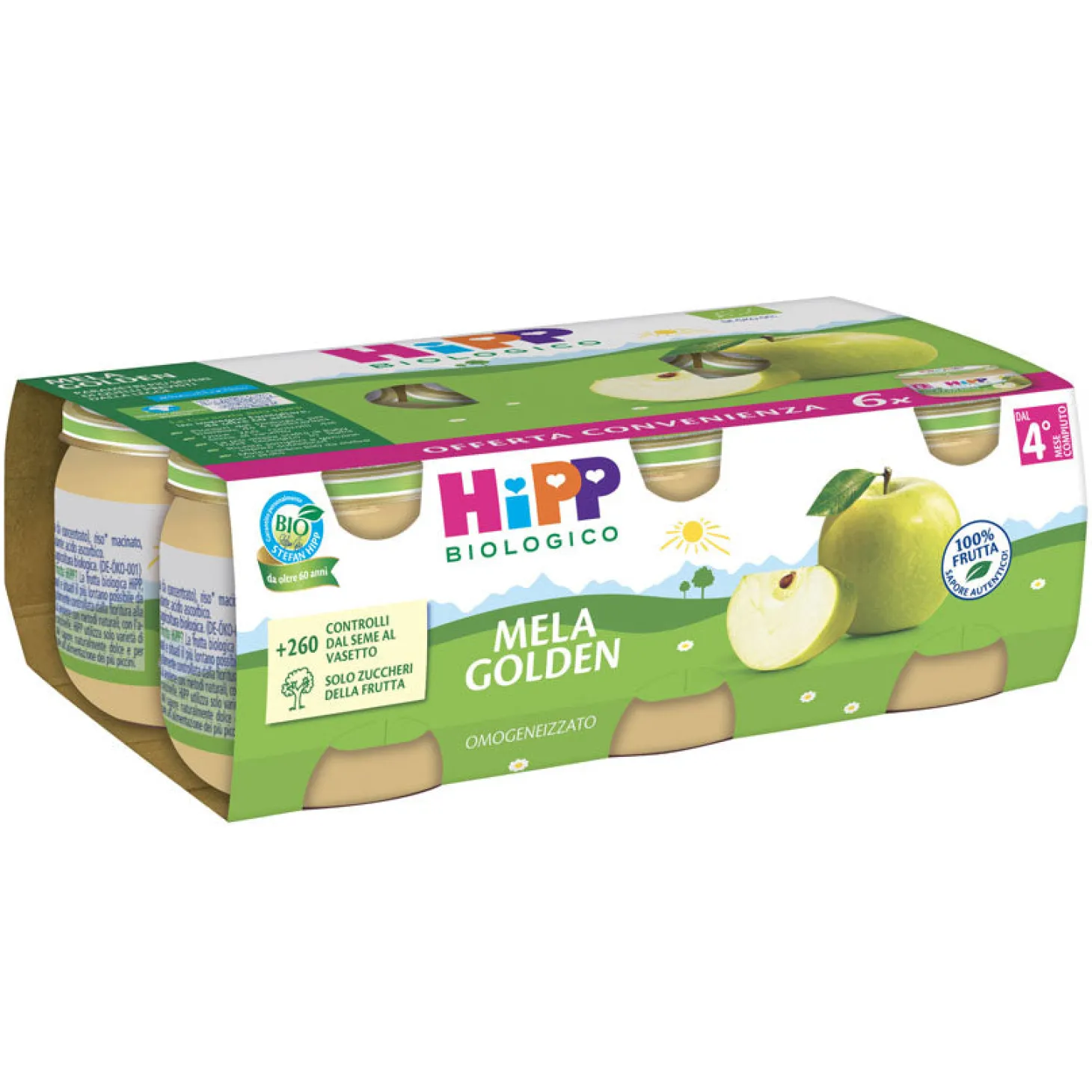Omogeneizzato Frutta Mela Golden Multipack: Confezione 6x80 gr