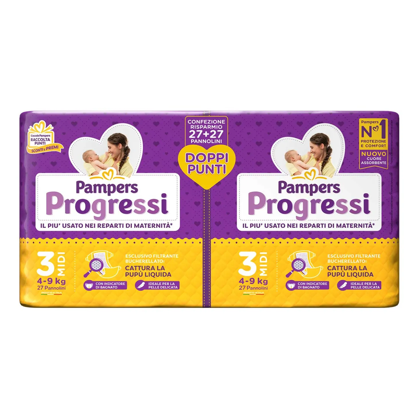 Pannolini Progressi Pacco Doppio Taglia 3 Midi 54pz