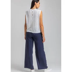 Pantaloni Premaman a Gamba Larga Blu