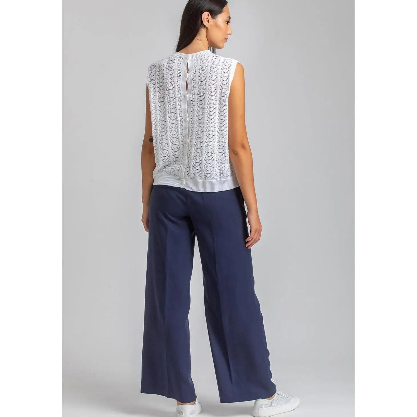 Pantaloni Premaman a Gamba Larga Blu