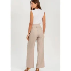 Pantaloni Premaman a Gamba Larga Ice Beige