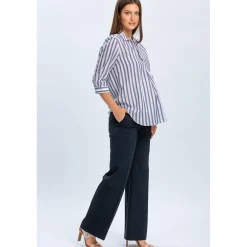 Pantaloni Premaman Blu Scuro a Gamba Larga