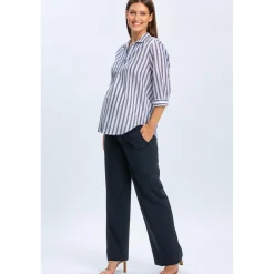Pantaloni Premaman Blu Scuro a Gamba Larga