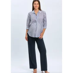 Pantaloni Premaman Blu Scuro a Gamba Larga