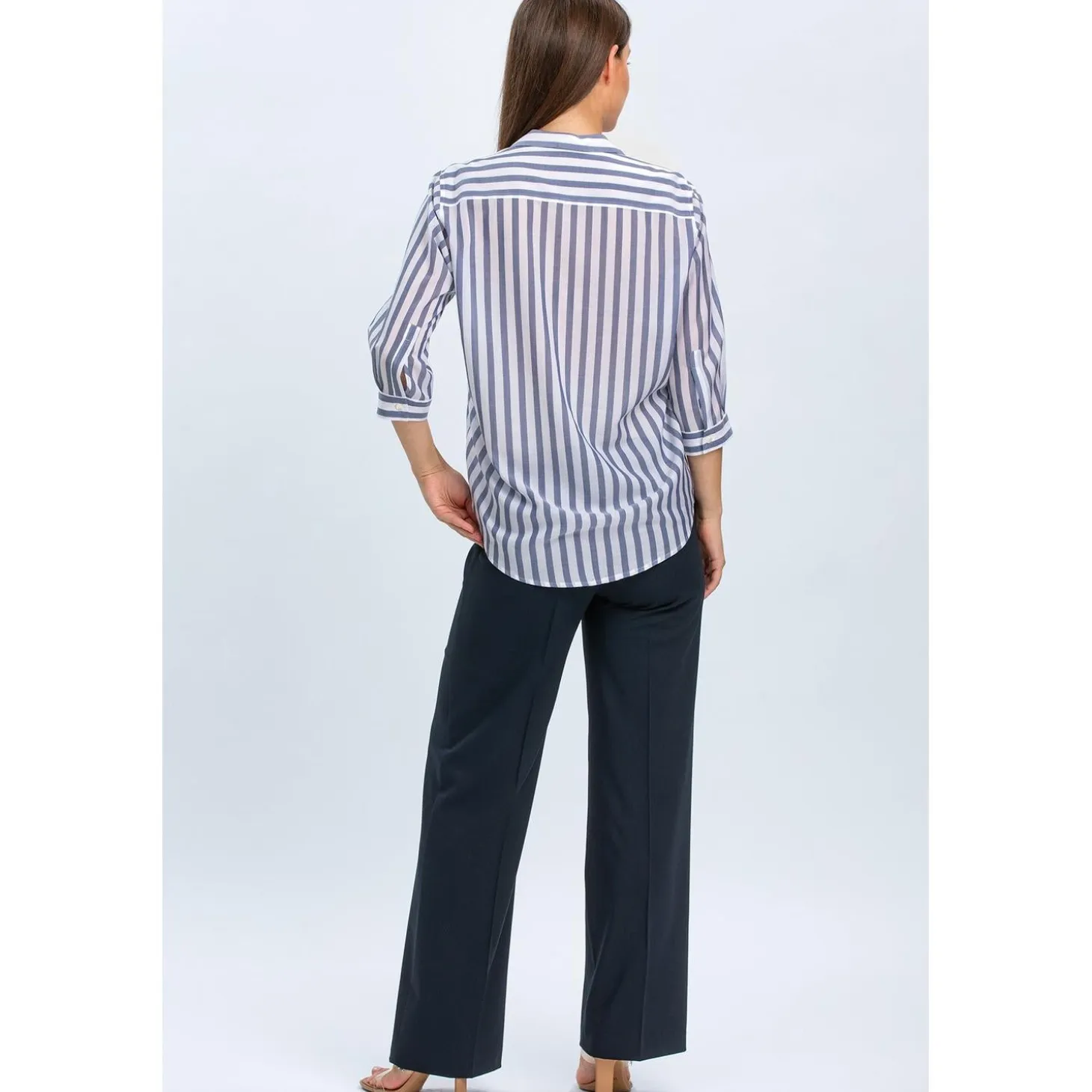 Pantaloni Premaman Blu Scuro a Gamba Larga