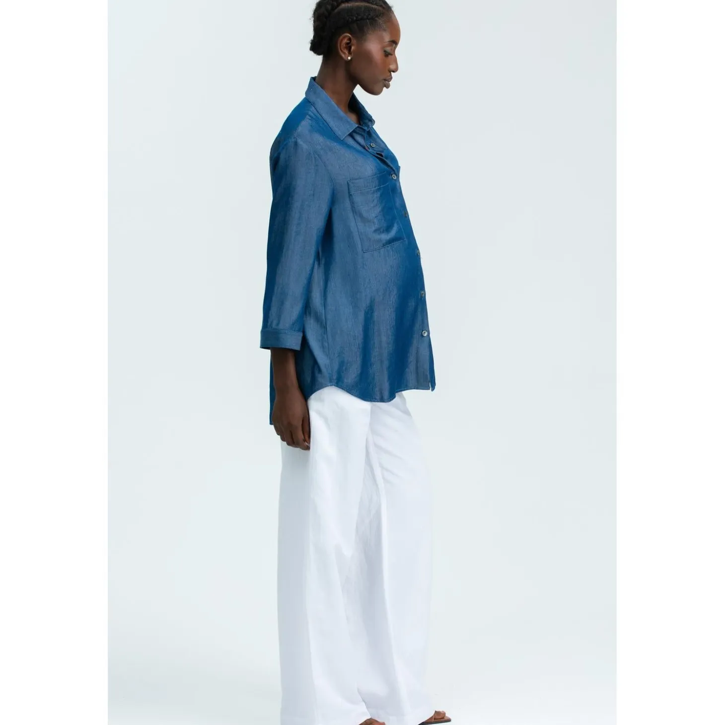 Pantaloni Premaman in Lino Bianchi