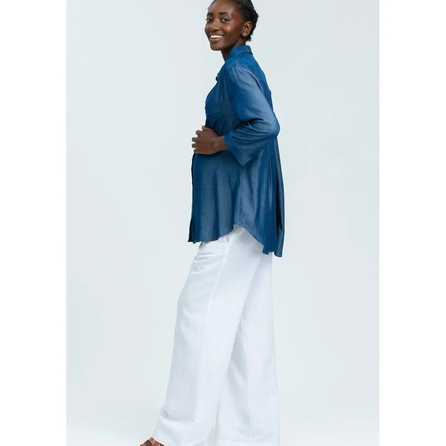 Pantaloni Premaman in Lino Bianchi