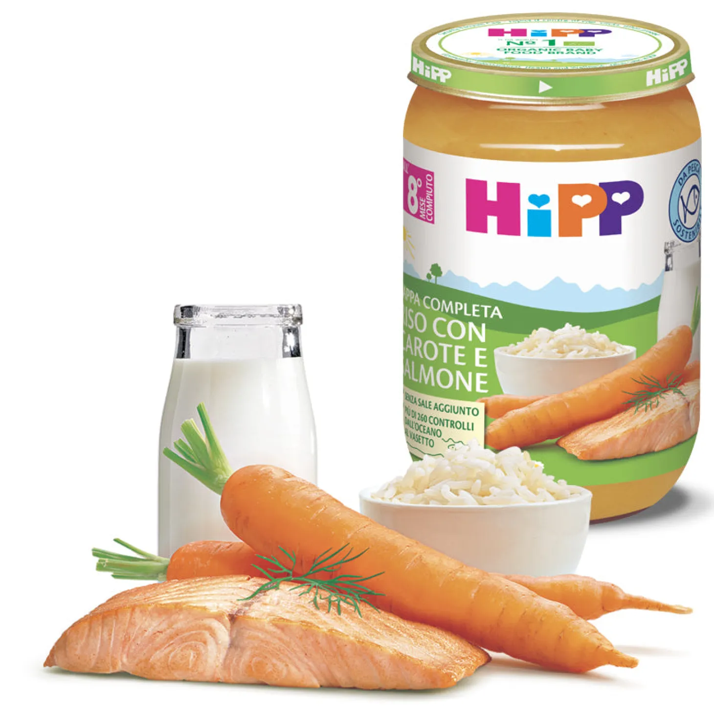 Pappa Pronta Riso Carote Salmone: Confezione 220 gr