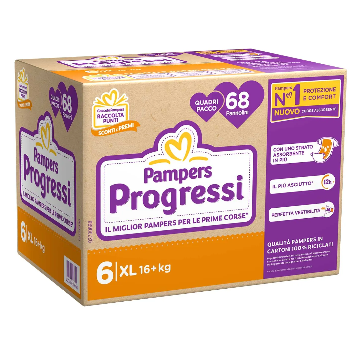 Progressi Quadripack Taglia 6+ Extralarge 68pz