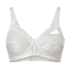 Reggiseno Allattamento in Cotone Con Pizzo Coppa C Bianco