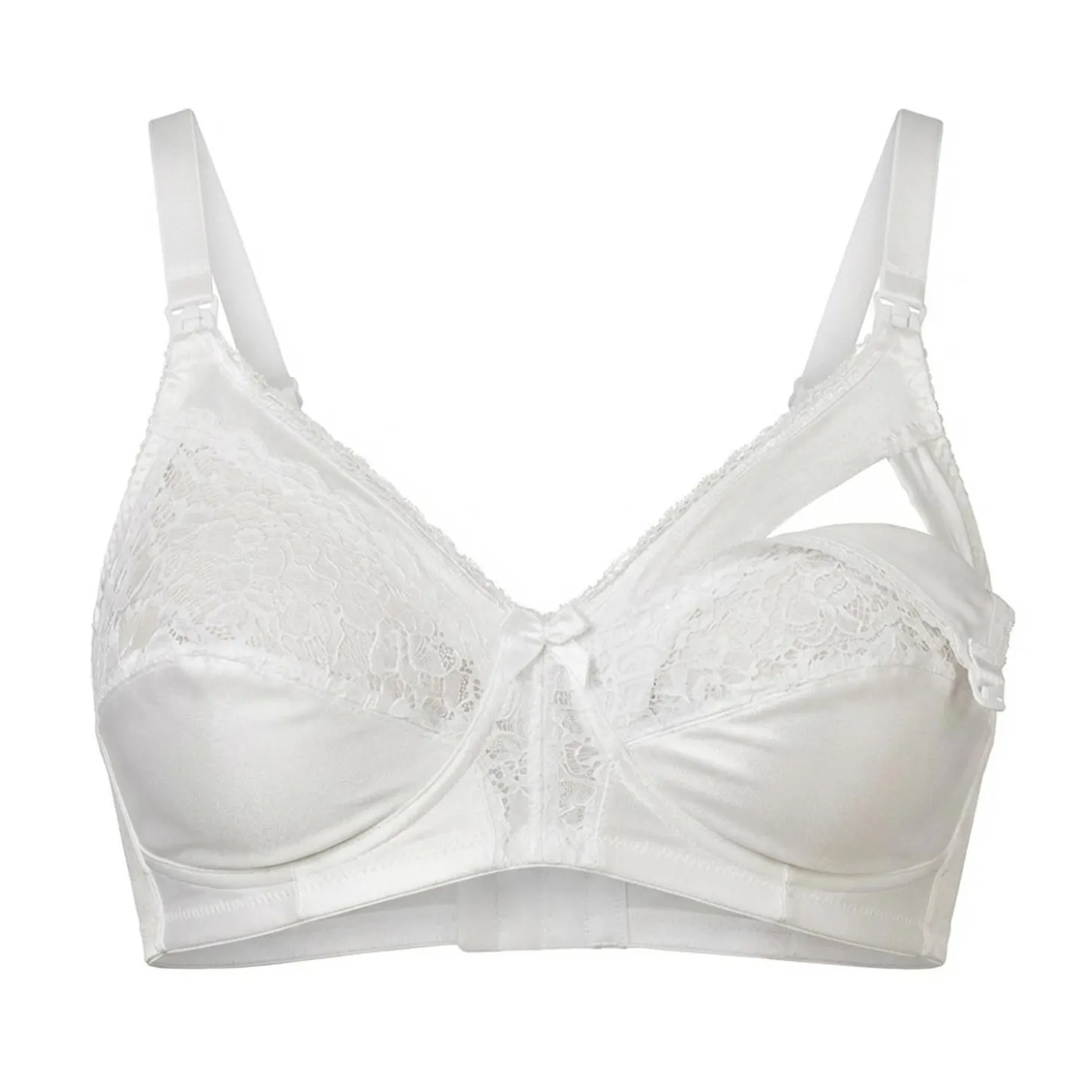 Reggiseno Allattamento in Cotone Con Pizzo Coppa C Bianco