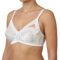 Reggiseno Allattamento in Cotone Con Pizzo Coppa C Bianco