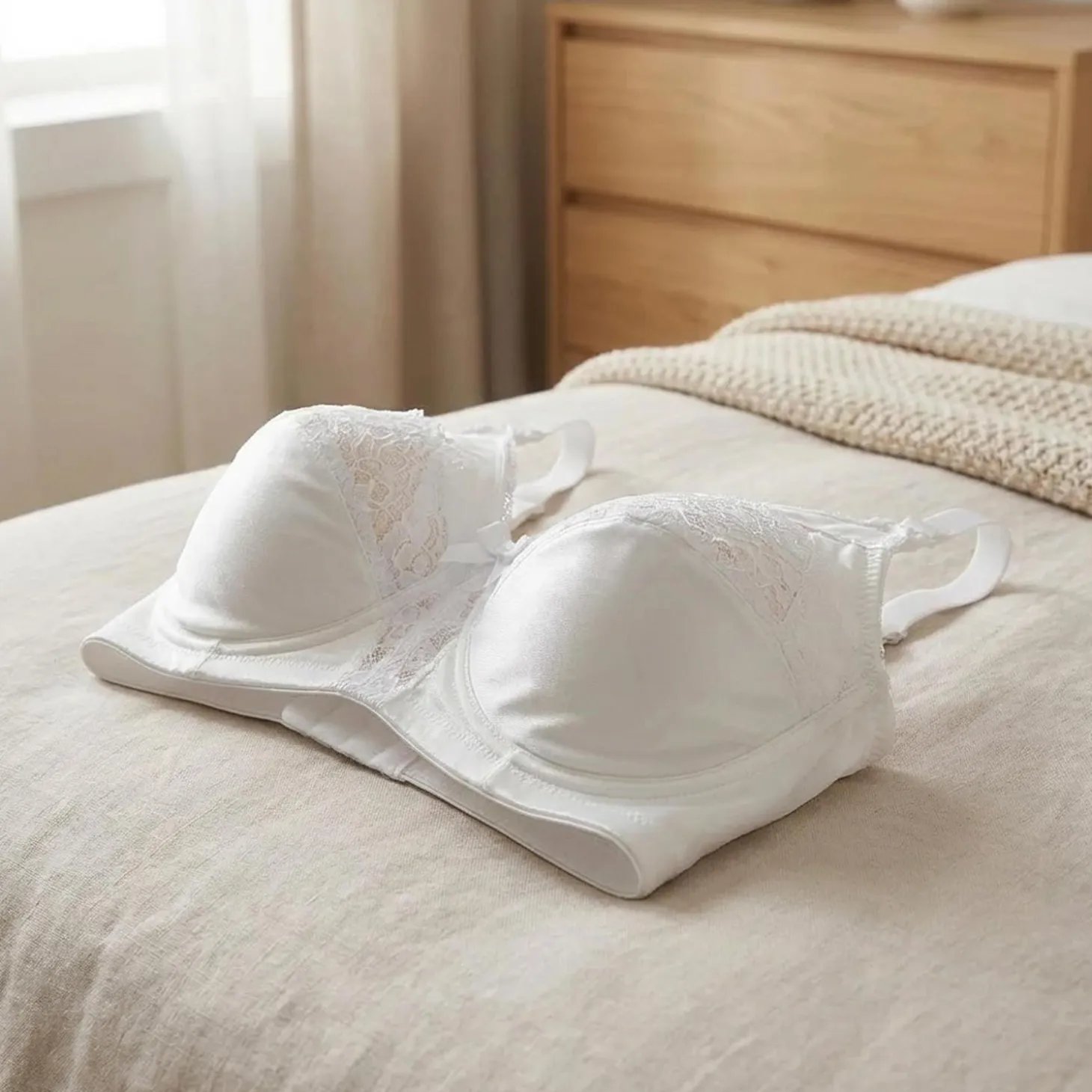 Reggiseno Allattamento in Cotone Con Pizzo Coppa C Bianco