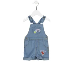 Salopette Jeans con Peans Ricamate Baby Bambino