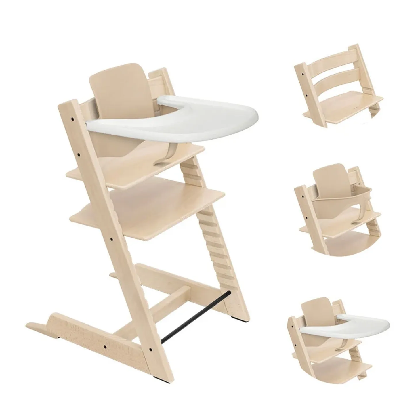 Sedia Tripp Trapp in Rovere + Baby Set² + Vassoio