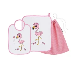 Set Asilo Bimba 3pz Asciugamano Sacchetta Bavaglino