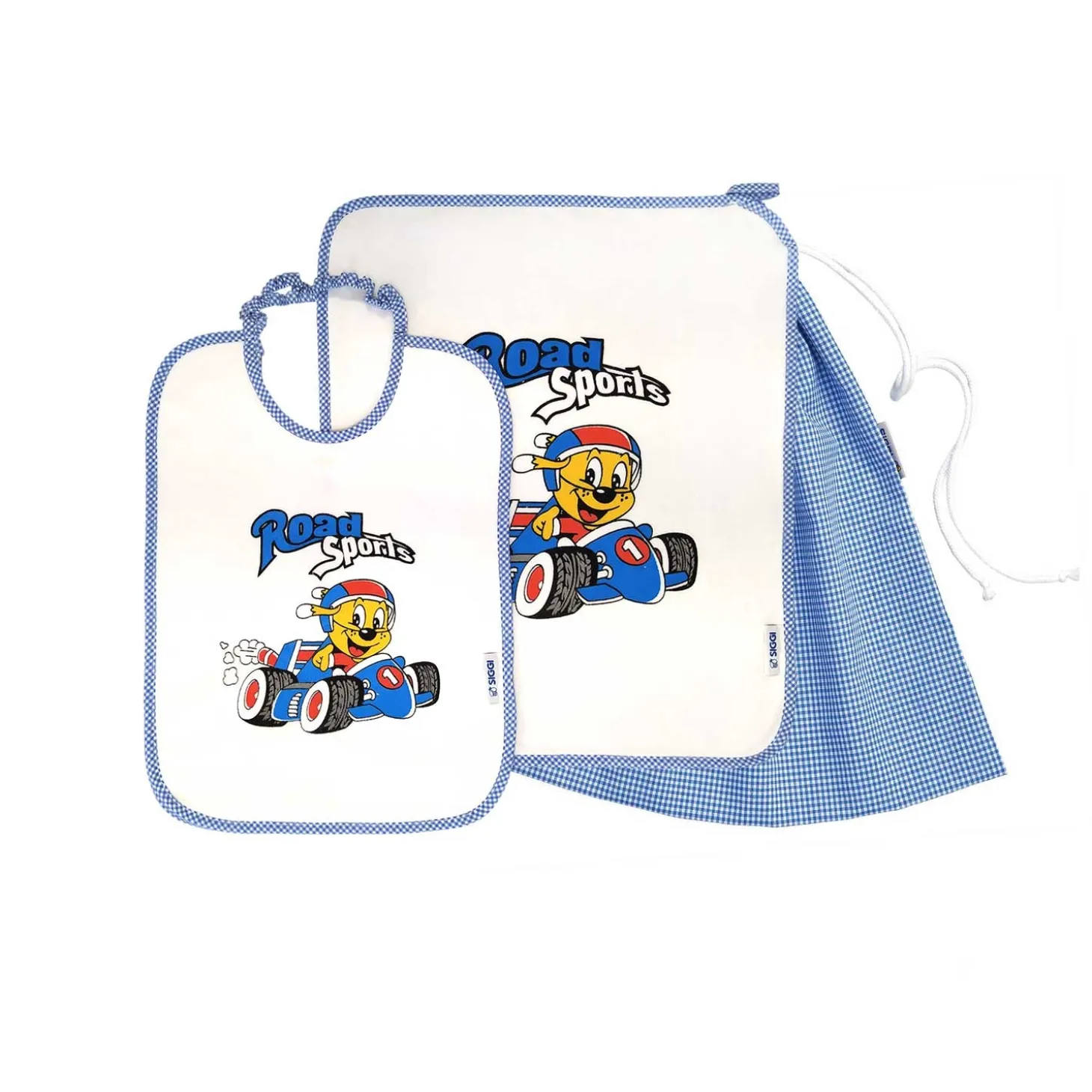 Set Asilo Bimbo 3pz Asciugamano Sacchetta Bavaglino