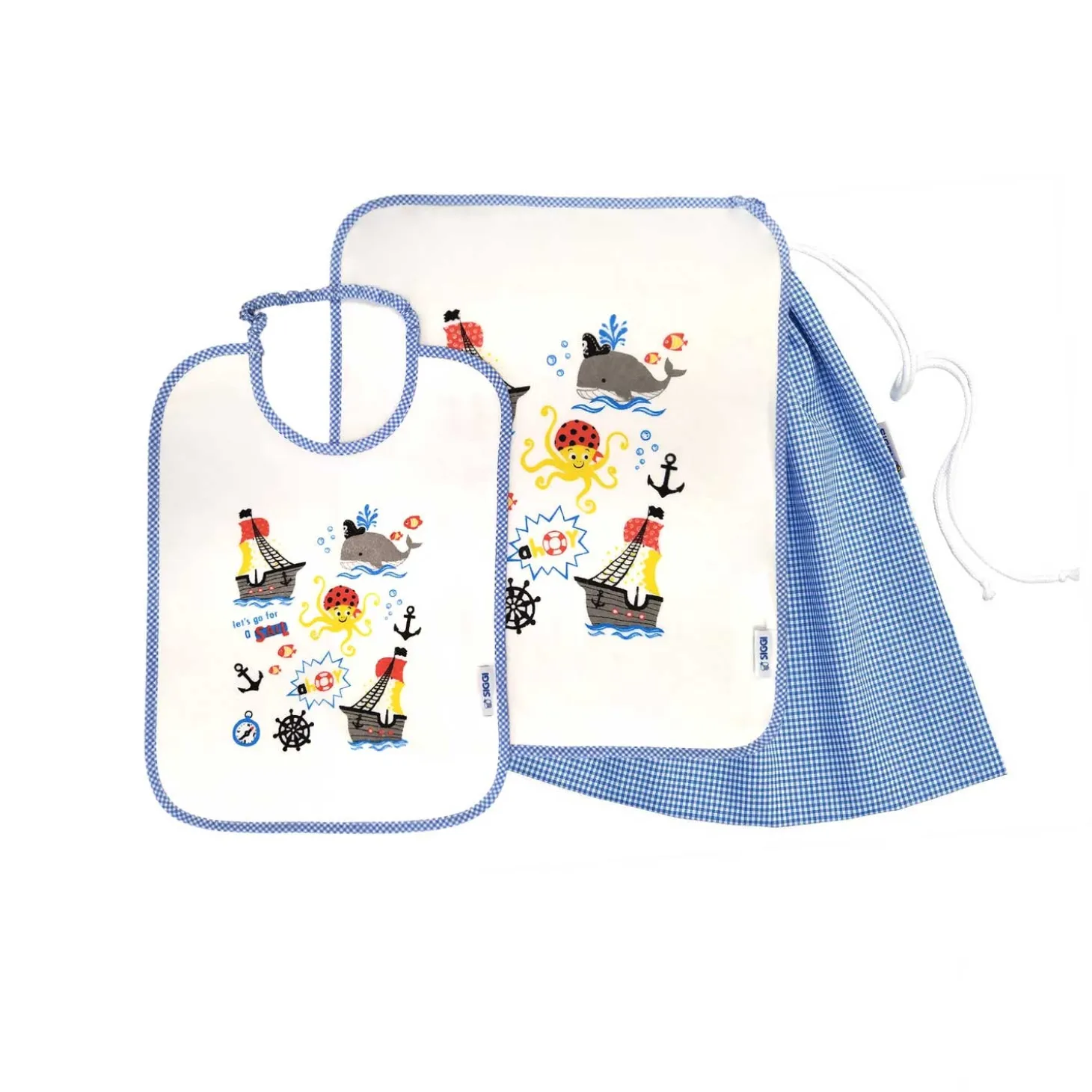 Set Asilo Bimbo 3pz Asciugamano Sacchetta Bavaglino