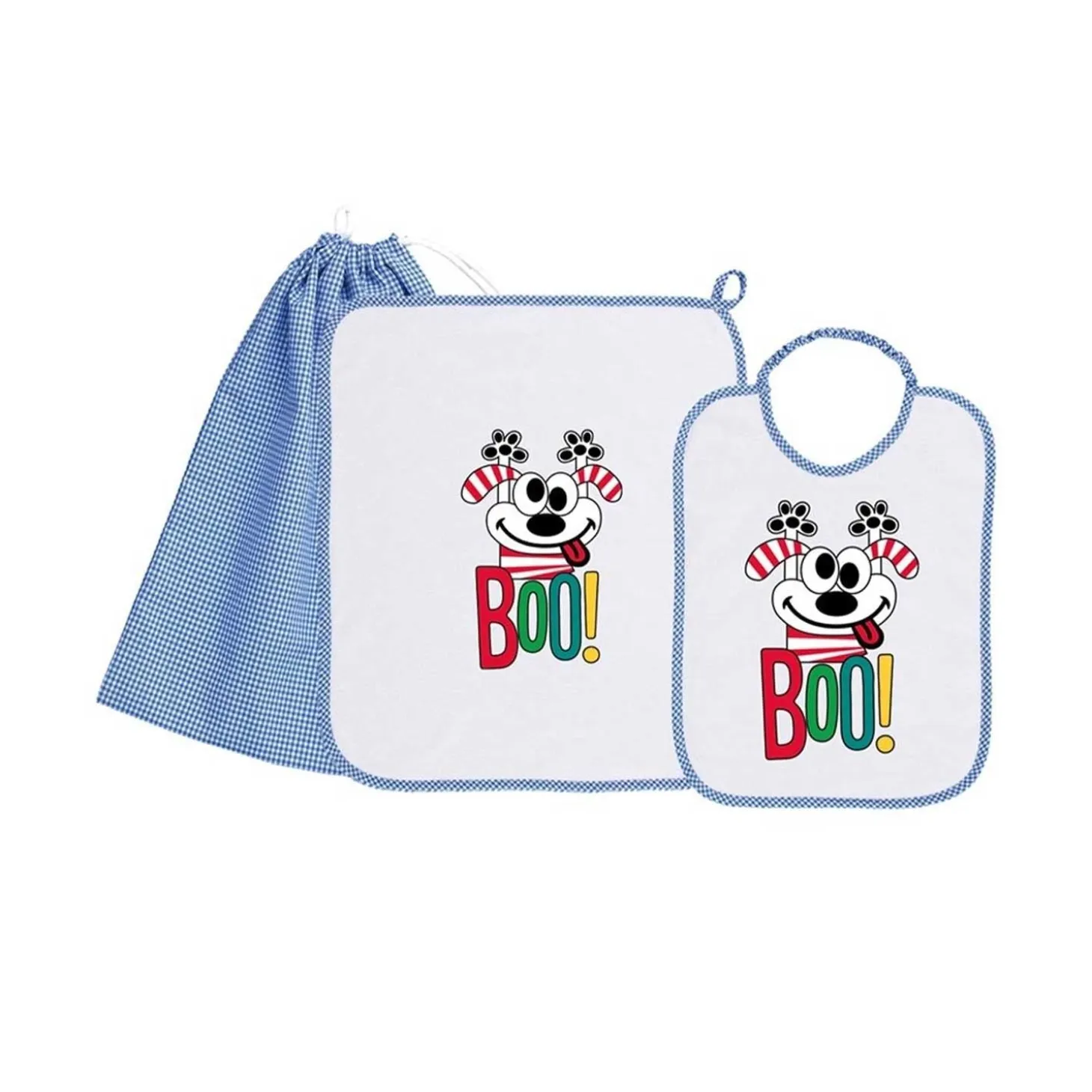 Set Asilo Bimbo 3pz Asciugamano Sacchetta Bavaglino