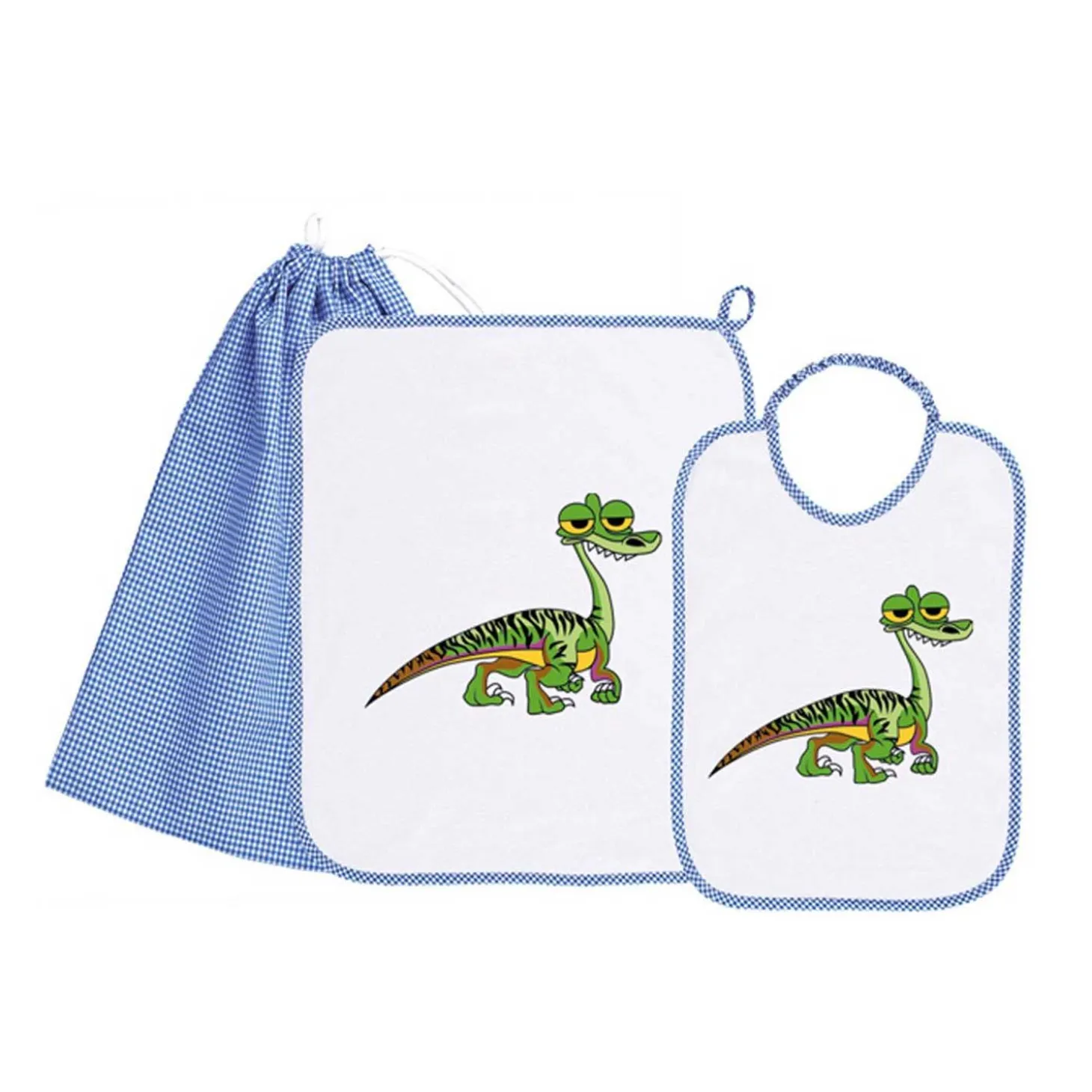 Set Asilo Bimbo 3pz Asciugamano Sacchetta Bavaglino