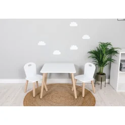 Set tavolo in legno con 2 sedie