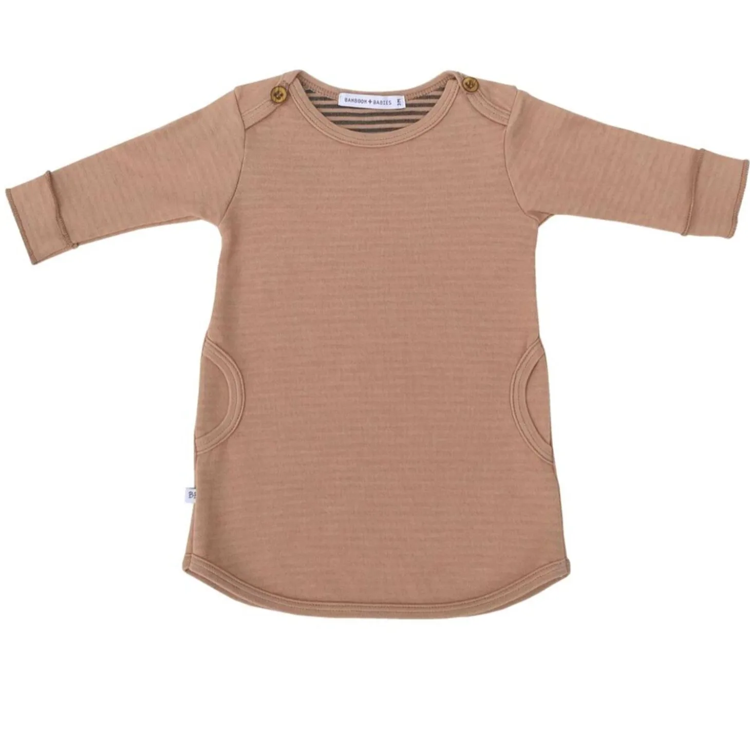 Vestito a Maniche Lunghe in Fibra di Bamboo Rosa