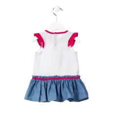Vestito Combinato Smanicato Fucsia e Jeans